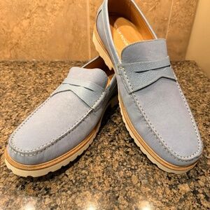 New - DONALD PLINER LT BLUE PENNY LOAFERS JOE 03 MENS SIZE 14M NWOB
